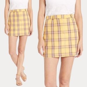 NWT BB DAKOTA Women's Best I Ever Plaid Yellow and Pink Mini Skirt - Size M